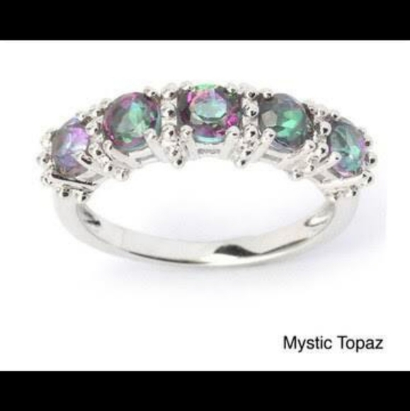 New Amazing 5 Stone Mystic Topaz Silver Ring. - Picture 3 of 3